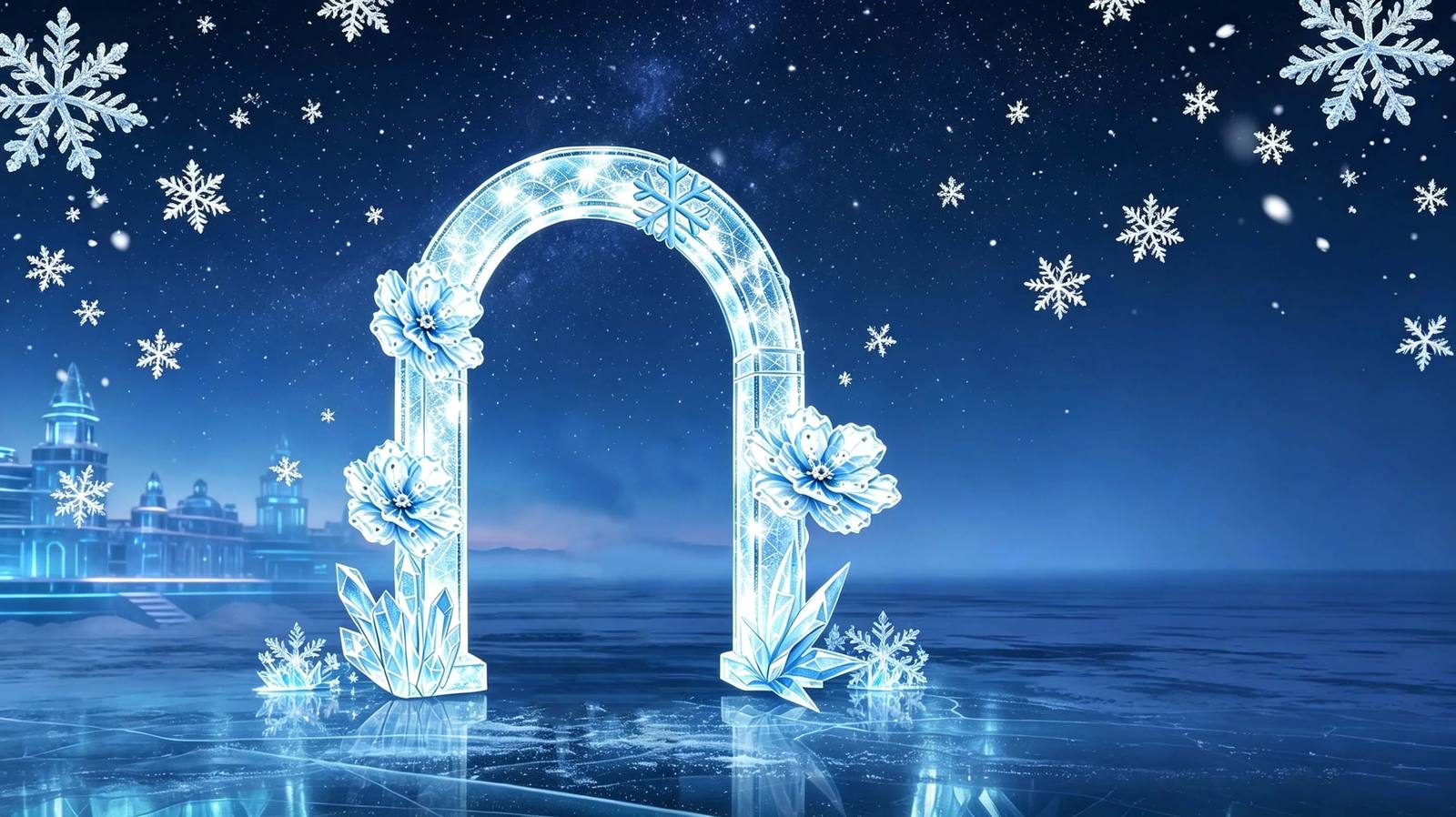 The Aurora Arch — glowing crystal entrance archway
