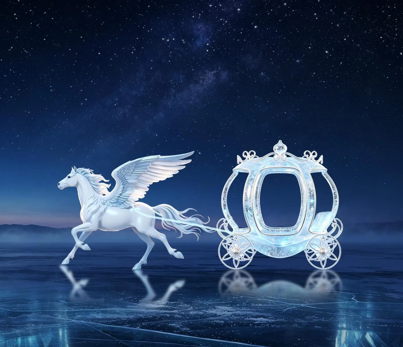 Pegasus Carriage — winged carriage light sculpture